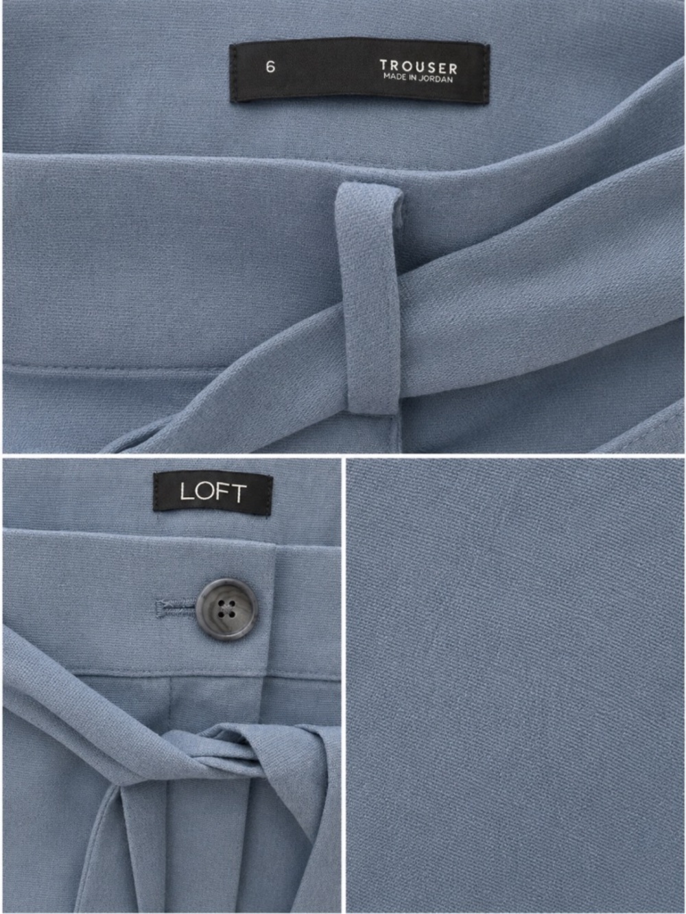 LOFT Belted Wide Leg Trouser Pants | Size 6 | Blue Gray - Picture 3 of 4